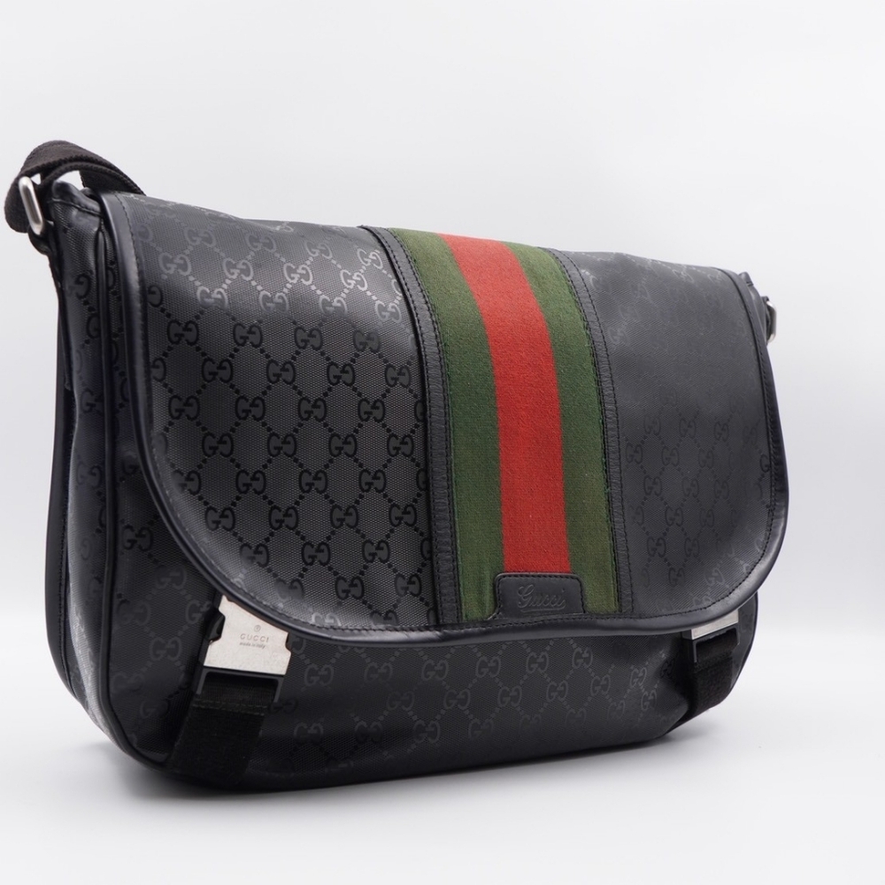 CB09 ❤️ Gucci GG 500 Web Double Buckle Messenger Bag - Picture 6 of 14